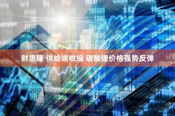 财惠赚 供给端收缩 碳酸锂价格强势反弹
